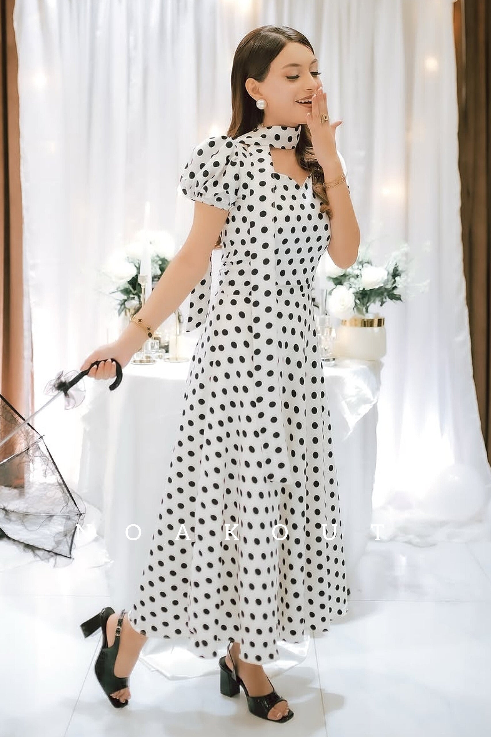 { POLA DOT KOREAN MUSE DRESS }