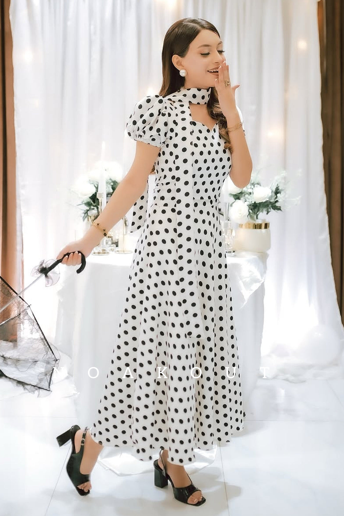 { POLA DOT KOREAN MUSE DRESS }