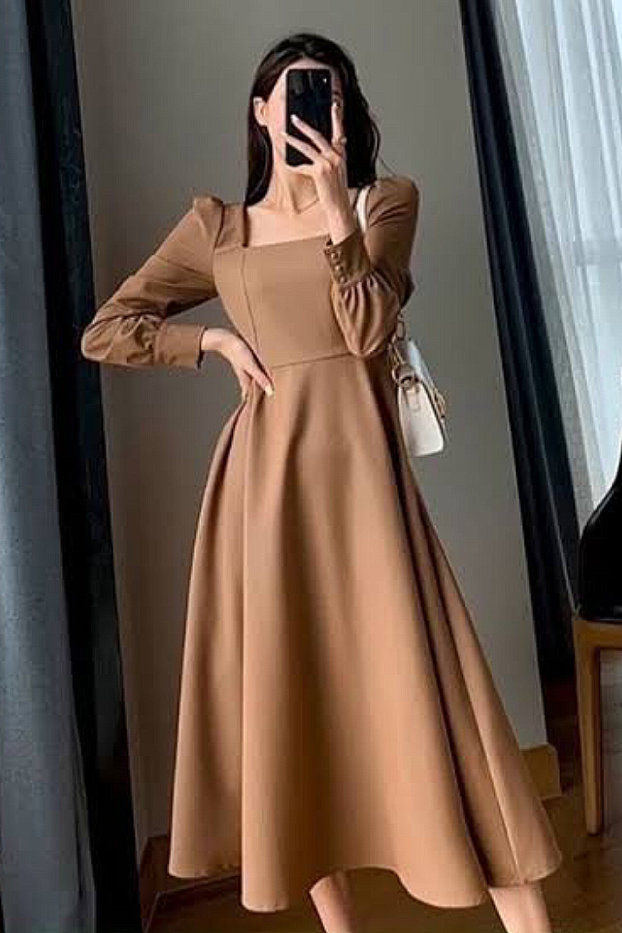 cute brown dress KOREAN DRESS