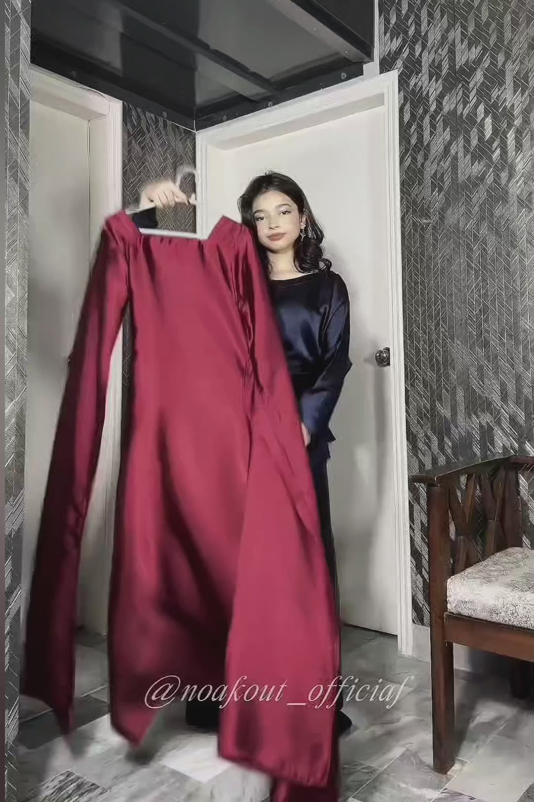 { SILK STATEMENT SLEEVES PARTY WEAR DRESS }