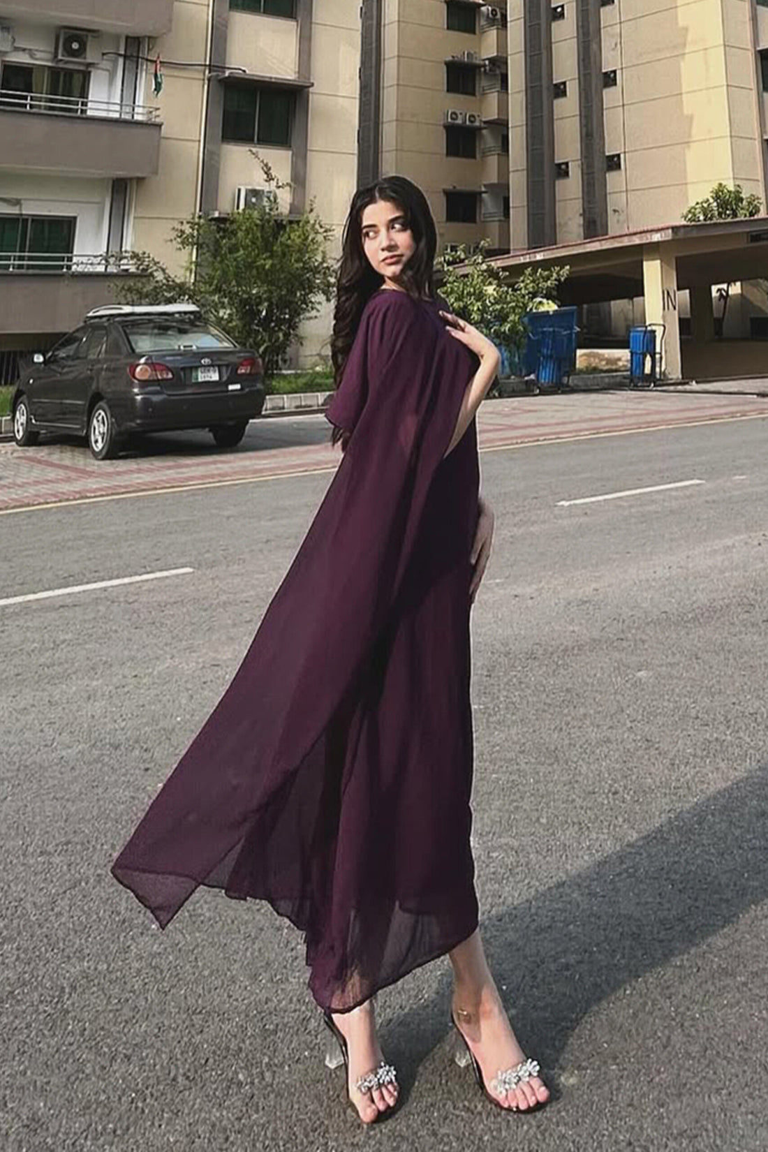 |• CHIFFON CAPE SHAWL DRESS•|