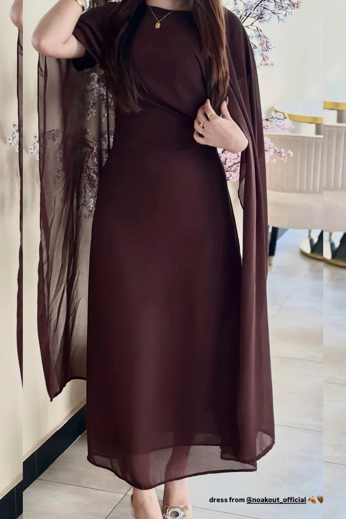 |• CHIFFON CAPE SHAWL DRESS•|