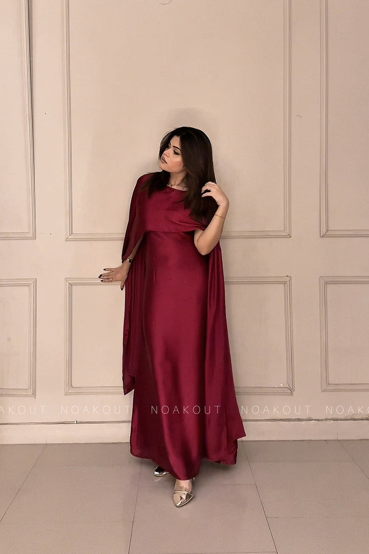 { SILK CAPE SHAWL DRESS } { Half sleeves attach with the gown }