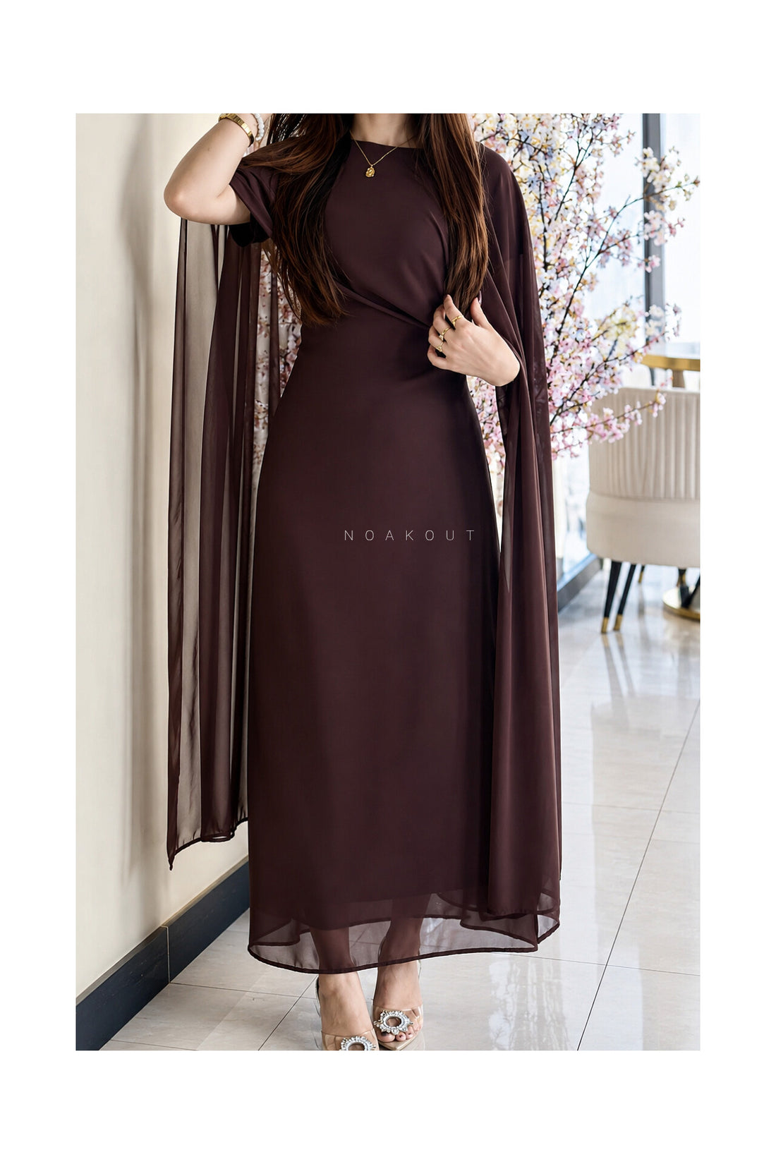 |• CHIFFON CAPE SHAWL DRESS•|