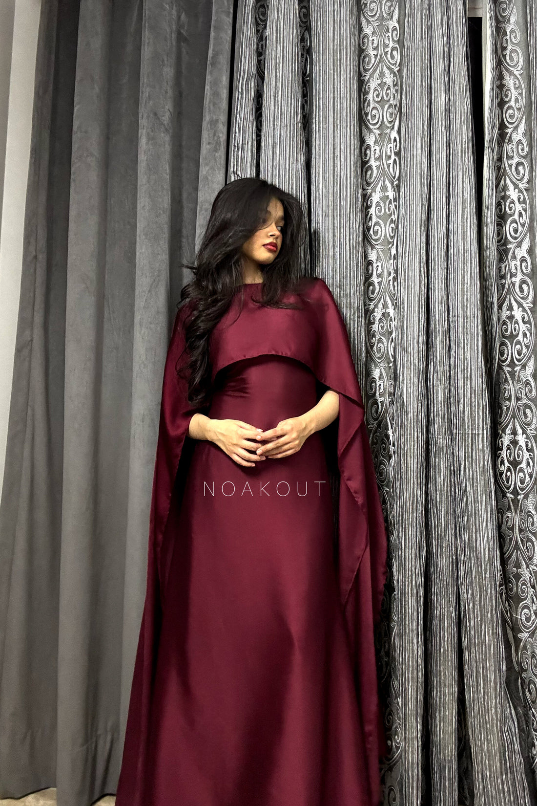 { SILK CAPE SHAWL DRESS } { Half sleeves attach with the gown }