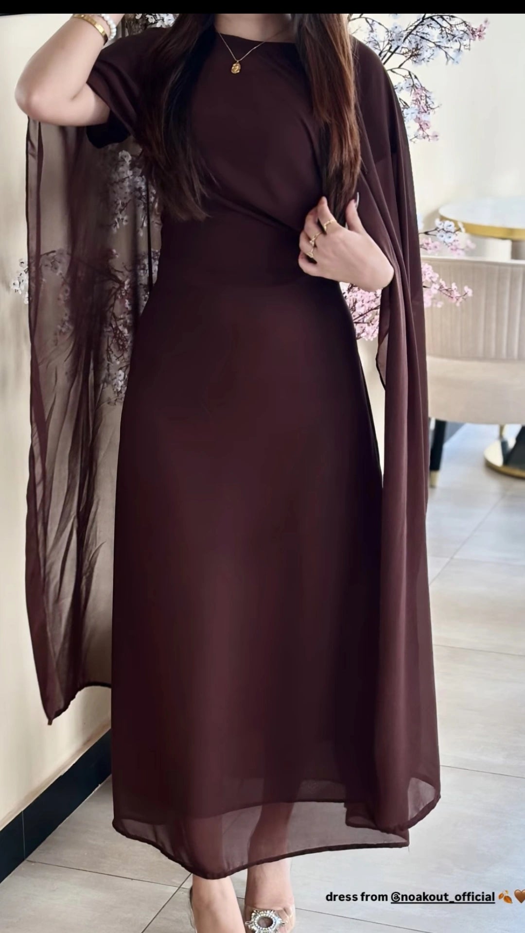 |• CHIFFON CAPE SHAWL DRESS•|