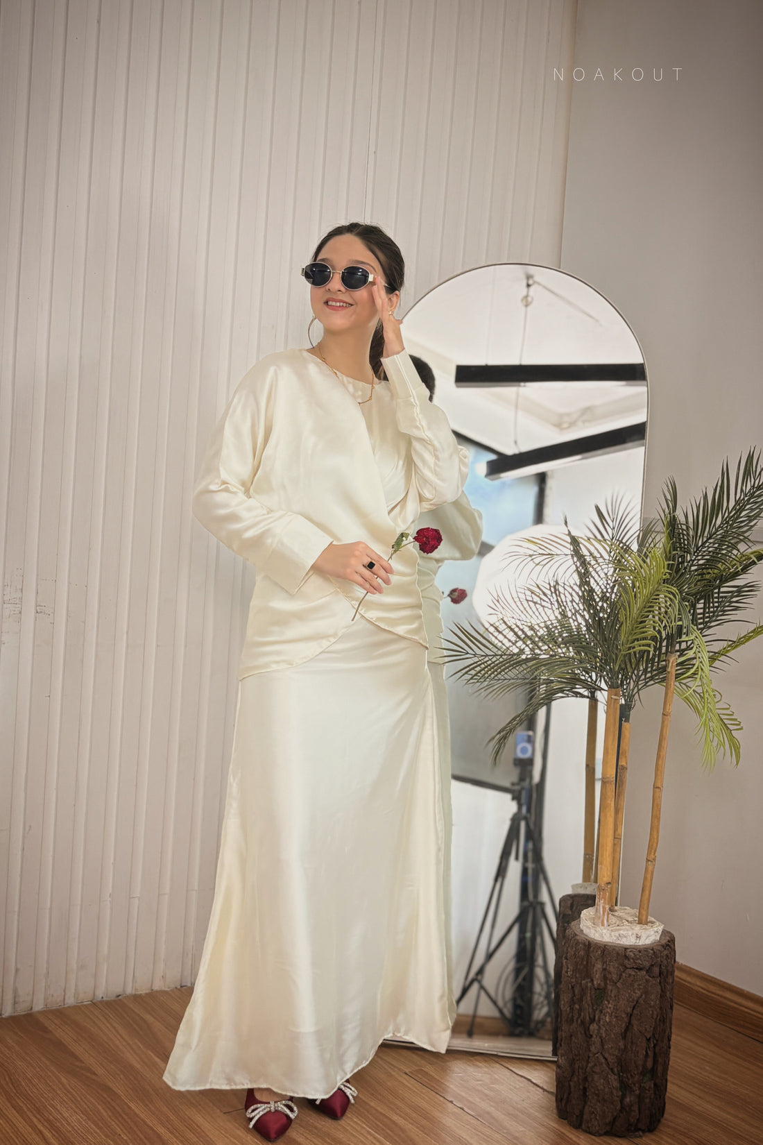 { CELESTIA SILK CROSSOVER PARTY DRESS }